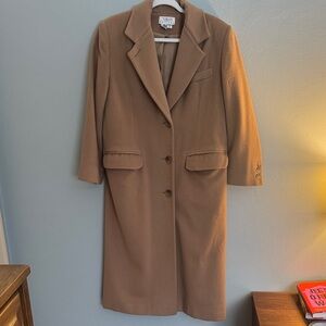Talbots Camel Color 100% Wool Pea Coat